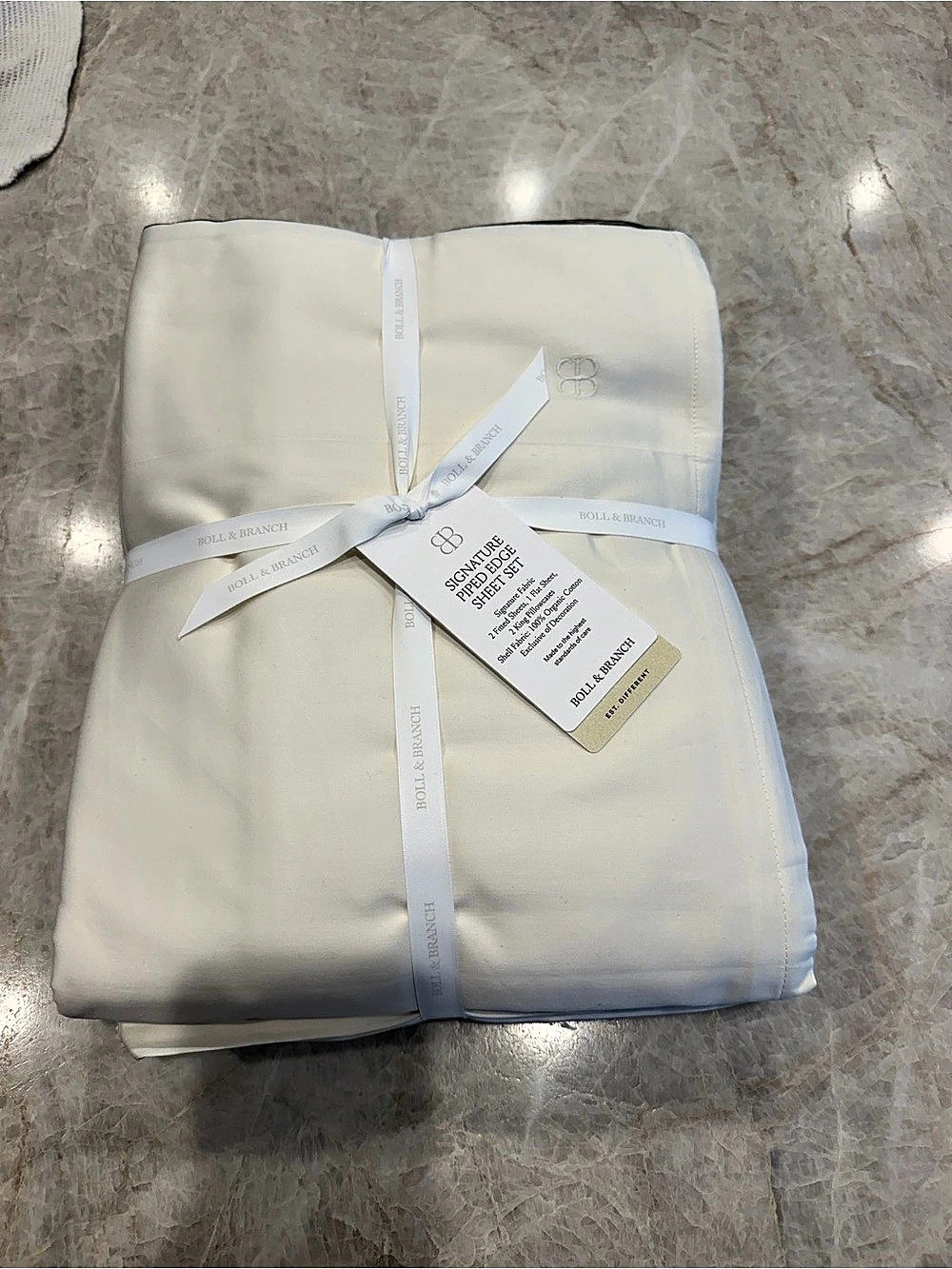 Boll & Branch  split king Signature Piped Edge Sheet Set Organic Cotton Sheet Se